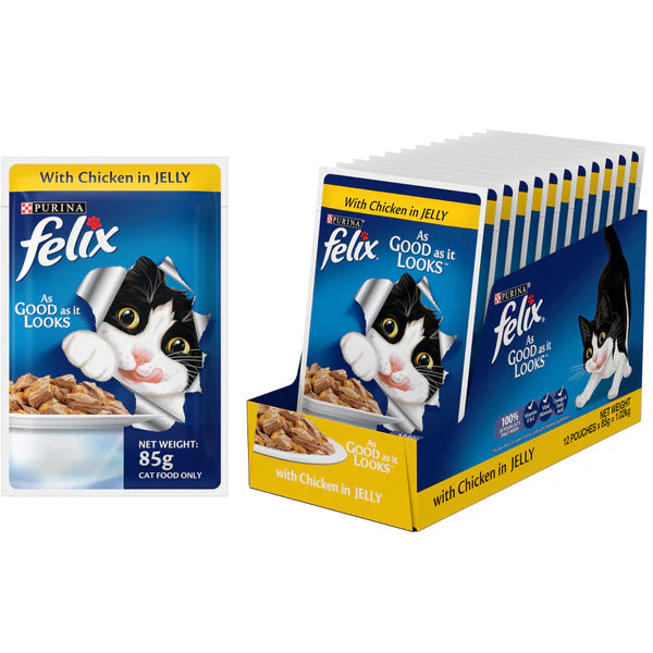 Purina Felix Mackerel with Jelly and Chicken with Jelly Adult Cat Wet Food Combo