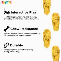 Skatrs Sandal Shaped Hand Made, Durable Rope Chew Toy for Dogs & Cats (Light Yellow)