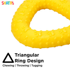 Skatrs Rubber Triangular Ring toy for Dogs and Cat (Yellow)