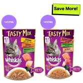 Whiskas Chicken With Salmon and Seafood Cocktail Wakame Seaweed in Gravy Tasty Mix Adult Cat Wet Food Combo