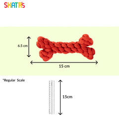 Skatrs Bone Shaped Rope Chew Toy for Dogs and Cats (Red)