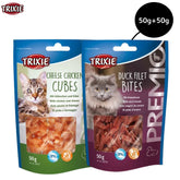 Trixie Premio Cheese Chicken Cubes and Duck Filet Bites Cat Treats Combo