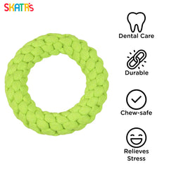 Skatrs Hand Made Ring Shaped Rope Chew Toy for Cats and Dogs (Neon Green)
