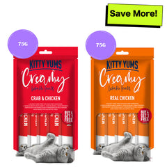 Kitty Yums Real Chicken and Crab & Chicken Creamy Cat Treats Combo