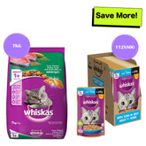 Whiskas Tuna in Jelly Meal Adult Cat Wet Food and Tuna Flavour Adult Cat Dry Food Combo