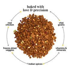 Henlo Chicken & Vegetable Baked Puppy Dry Food and Chicken Jerky Treats for Dogs Combo