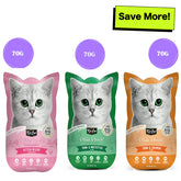 Kit Cat Tuna and White Fish, Tuna & Salmon Fish and Kitten Chicken Cat Wet Food Combo
