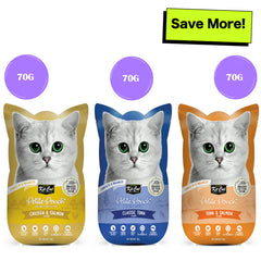 Kit Cat Chicken & Salmon, Tuna & Salmon Fish and Classic Tuna Cat Wet Food Combo