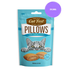 Catfest Pillows with Salmon Cream Cat Treats