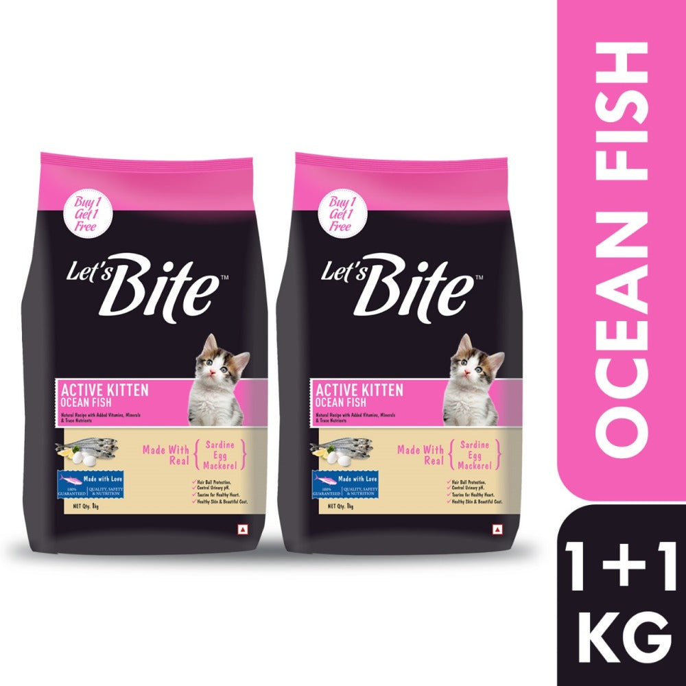 Let's Bite Active Kitten Ocean Fish Cat Dry Food (Buy 1 Get 1 Free)