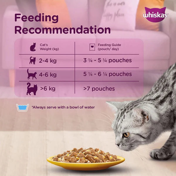 Whiskas Salmon in Gravy Meal and Chicken With Salmon Wakame Seaweed in Gravy Tasty Mix Adult Cat Wet Food Combo