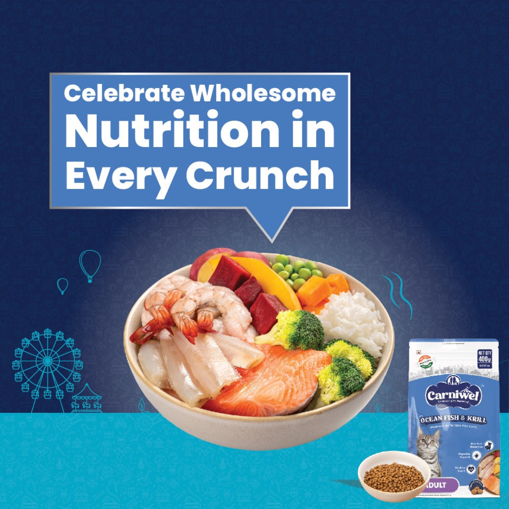 Carniwel Ocean Fish and Krill Dry Food and Whiskas Tuna in Jelly Meal Adult Cat Wet Food Combo