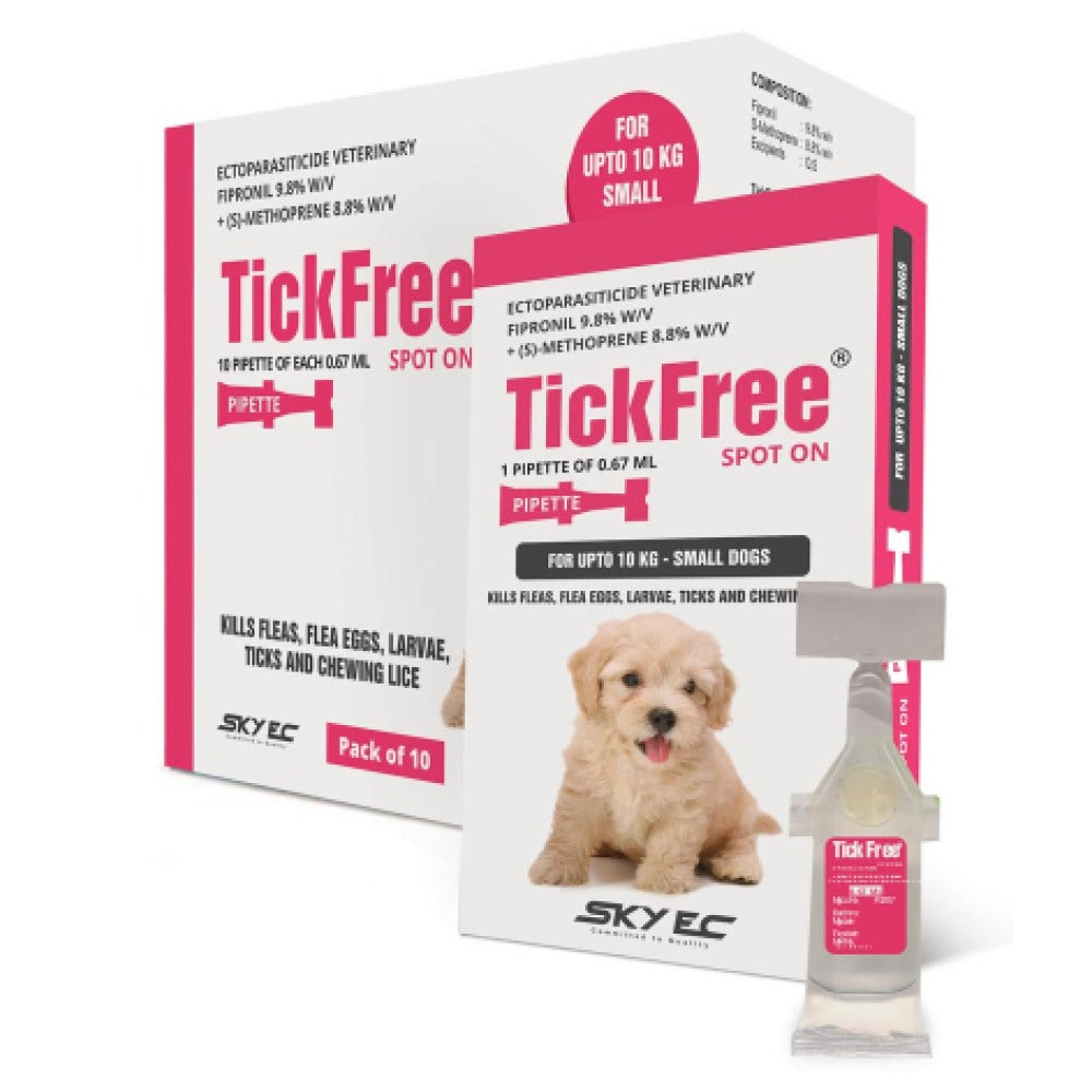 Skyec Tick Free Tick & Flea Control Powder (100g) and Spot On for Dogs (Upto 10kg) Combo