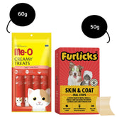 Me O Creamy Crab Treats and Furlicks Skin & Coat Supplement Combo for Cats