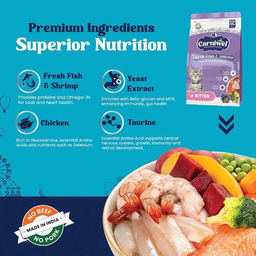 Carniwel Fresh Fish and Shrimp For Kitten Cat Dry Food