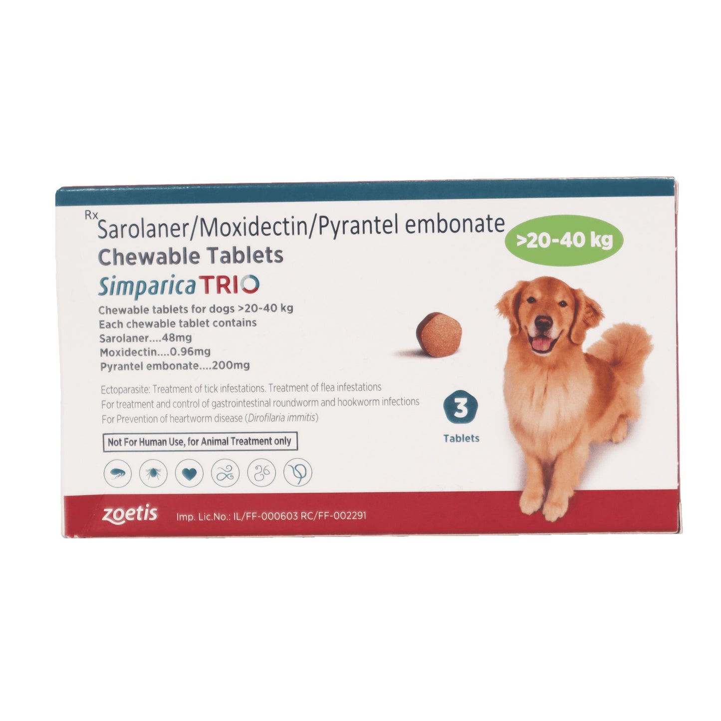 Zoetis Simparica Tick and Flea Control Tablet for Dogs (1 tablet)