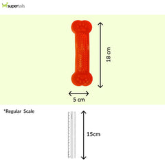 Chullbull Flat Silicone Gel Teething Bone Chew Toy for Puppies & Dogs (Orange)