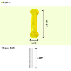 Chullbull Flat Silicone Gel Teething Bone Chew Toy for Puppies & Dogs (Yellow)