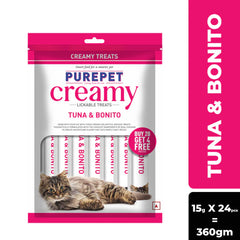Purepet Tuna and Bonito Lickable Creamy Treats for Cats