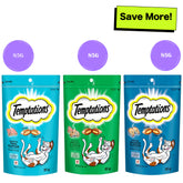 Temptations Savoury Salmon, Seafood Medley and Tempting Tuna Flavour Cat Treats Combo