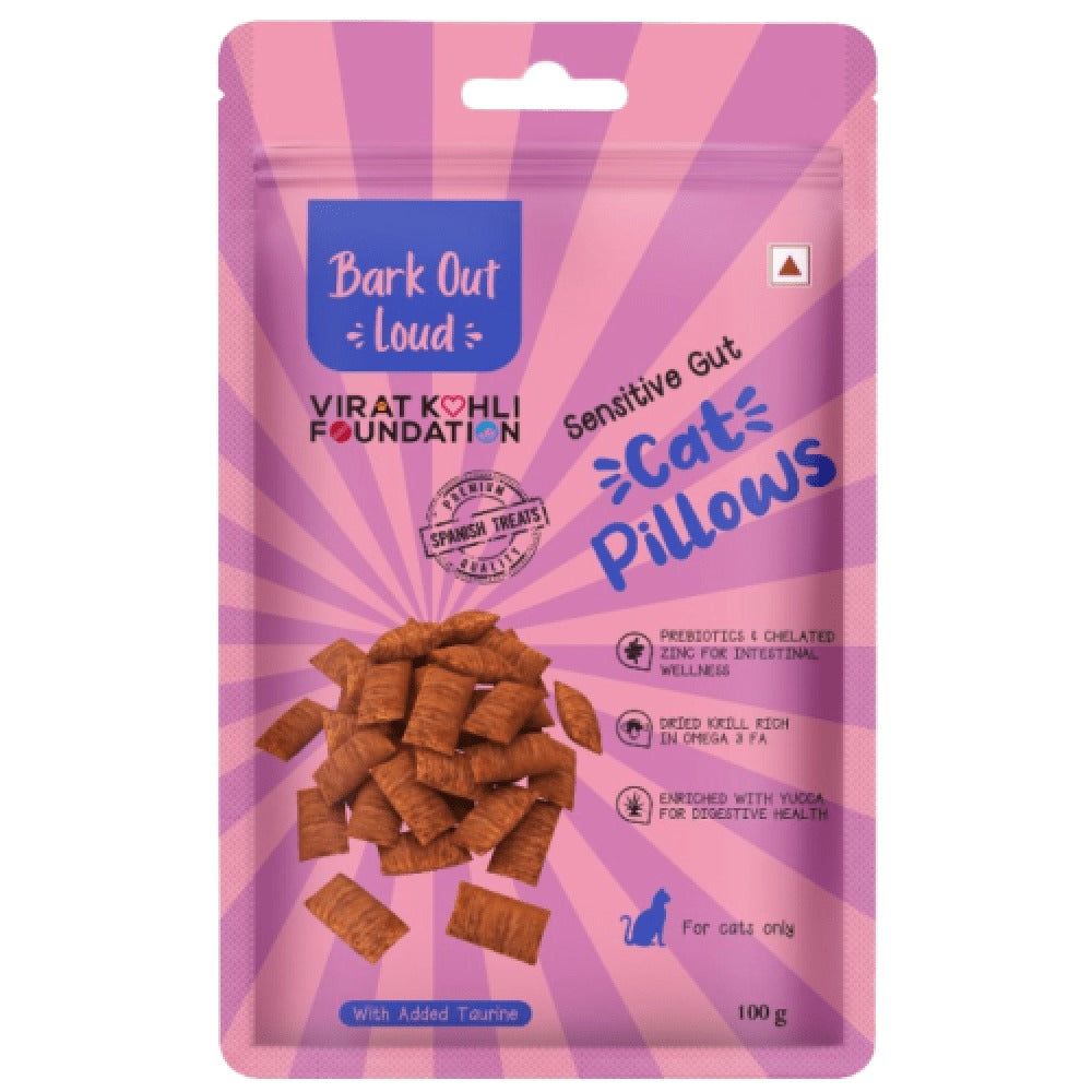 Bark Out Loud by Vivaldis Hairball Control and Sensitive Gut Pillow Cat Treats Combo