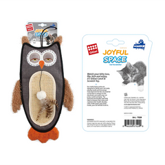 GiGwi Cat Scratcher with Catnip Owl Toy for Cats (Brown)