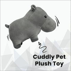 Basil Cuddly Soft Hippo Plush Toy for Dogs and Cats (Grey)