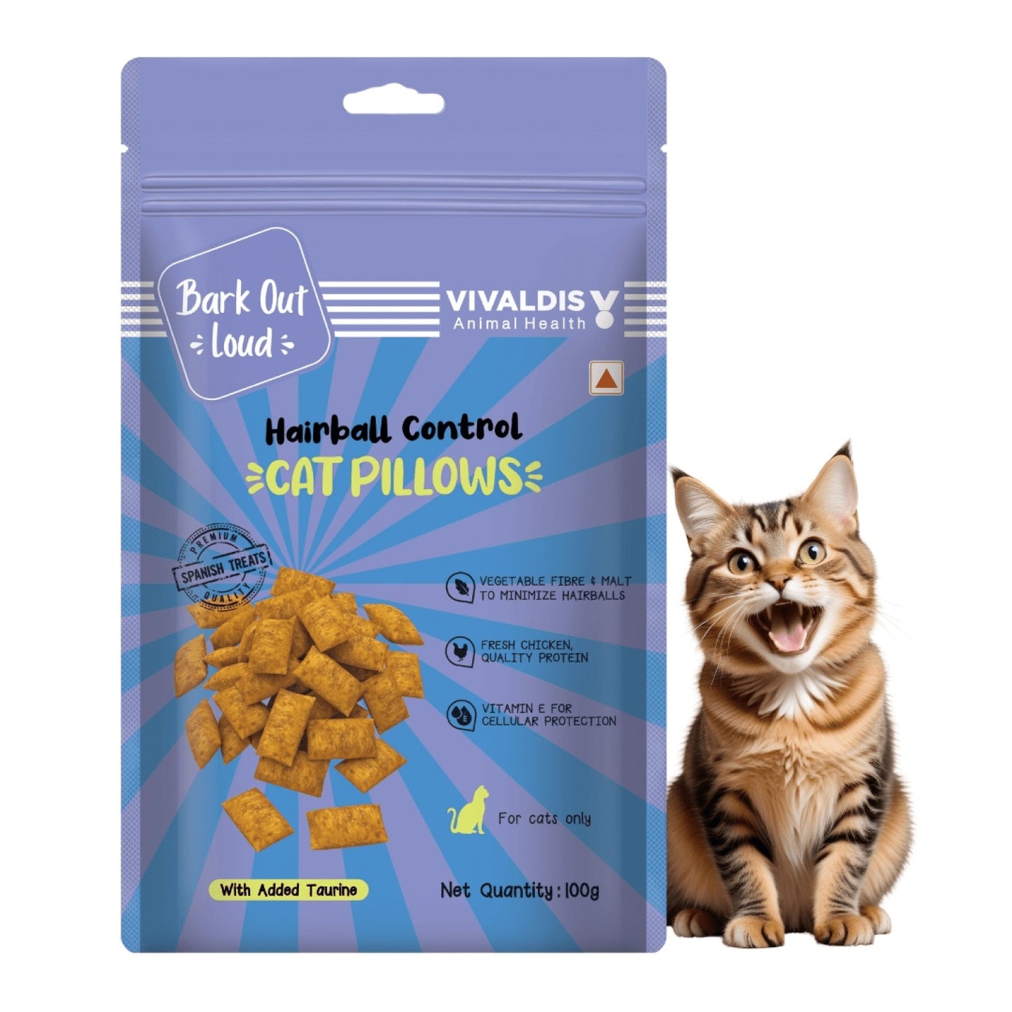 Bark Out Loud by Vivaldis Hairball Control and Sensitive Gut Pillow Cat Treats Combo