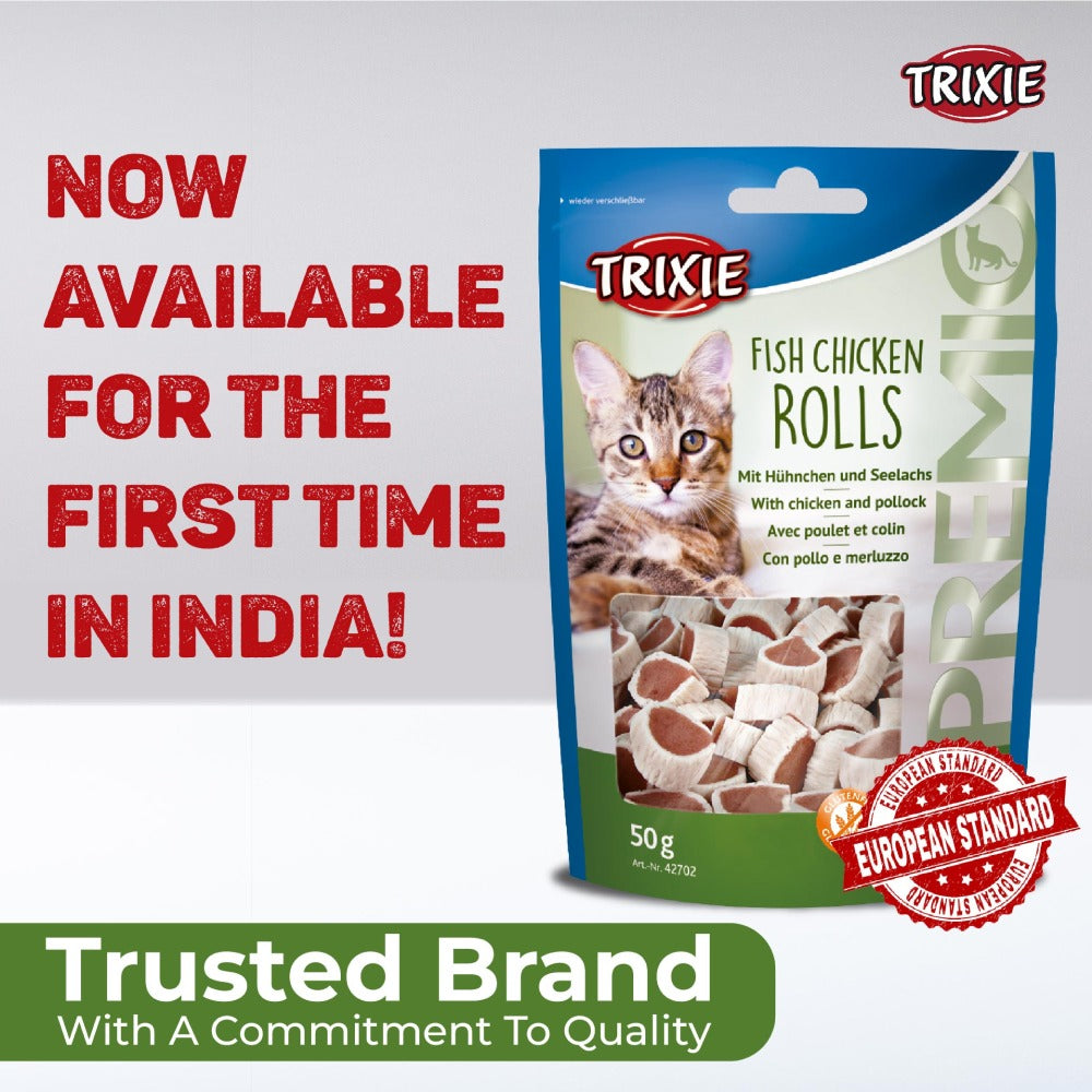 Trixie Premio Trainer Snack Mini Fish Nuggets and Fish and Chicken Rolls Cat Treats Combo