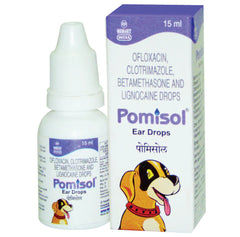Intas Pomisol Ear Drops (15ml) and Vetoquinol Dermichlor Antibacterial Antifungal Spray (100ml) for Dogs & Cats Combo