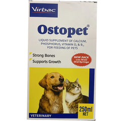 Virbac Ostopet Calcium Supplement Syrup 250ml and Nutrich Multi Vitamin Tablets (30 Tablets) for Dogs & Cats Combo