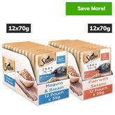 Sheba Maguro & Bream Fish Mix and Fish with Sasami Premium Cat Wet Food Combo