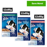 Purina Felix Mackerel, Sardine and Salmon with Jelly Complete and Balanced Adult Cat Wet Food Combo