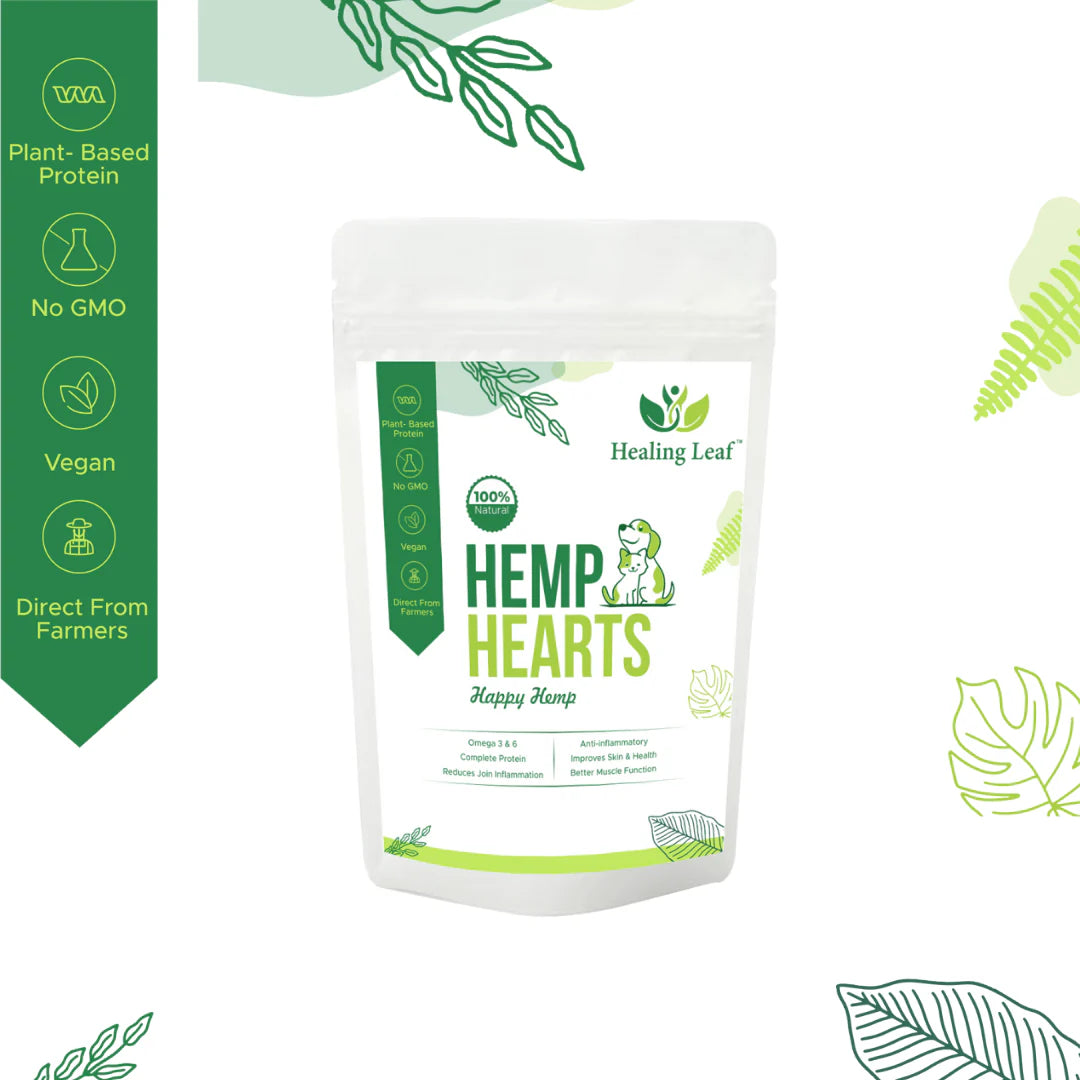 Healing Leaf Hemp Hearts for Pets and Fresh For Paws Go Go Cottage Cheese Dog Wet Food Combo