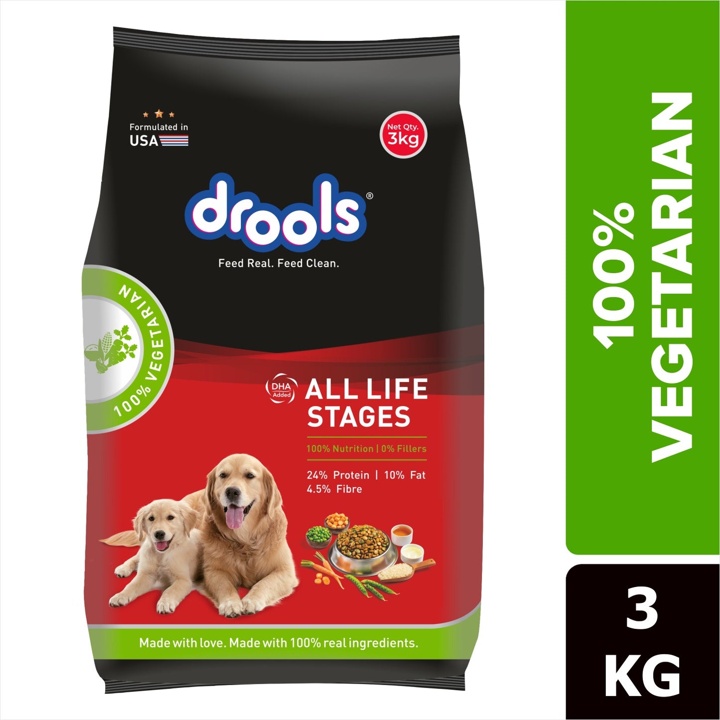 Drools 100% Vegetarian Puppy and Adult Dog Veg Dry Food (All Life Stages)