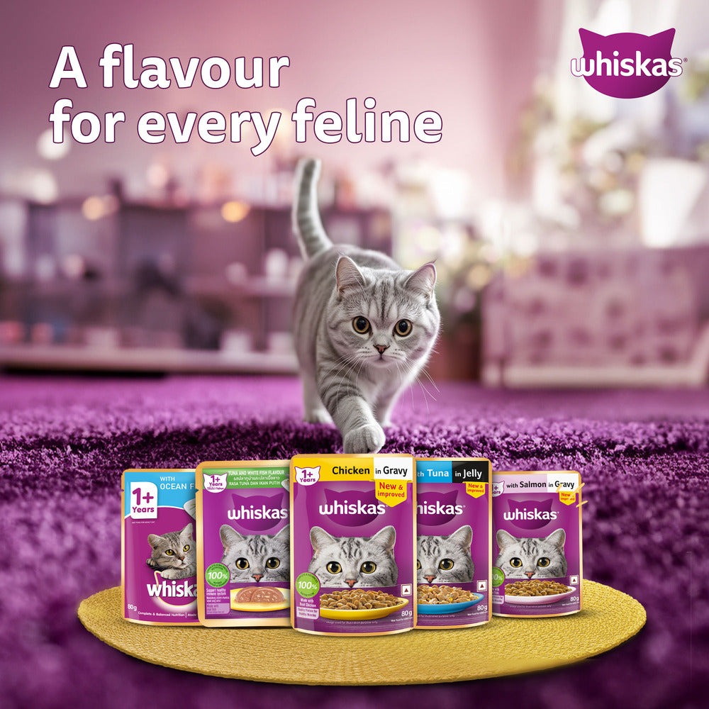 Carniwel Ocean Fish and Krill Dry Food and Whiskas Tuna in Jelly Meal Adult Cat Wet Food Combo