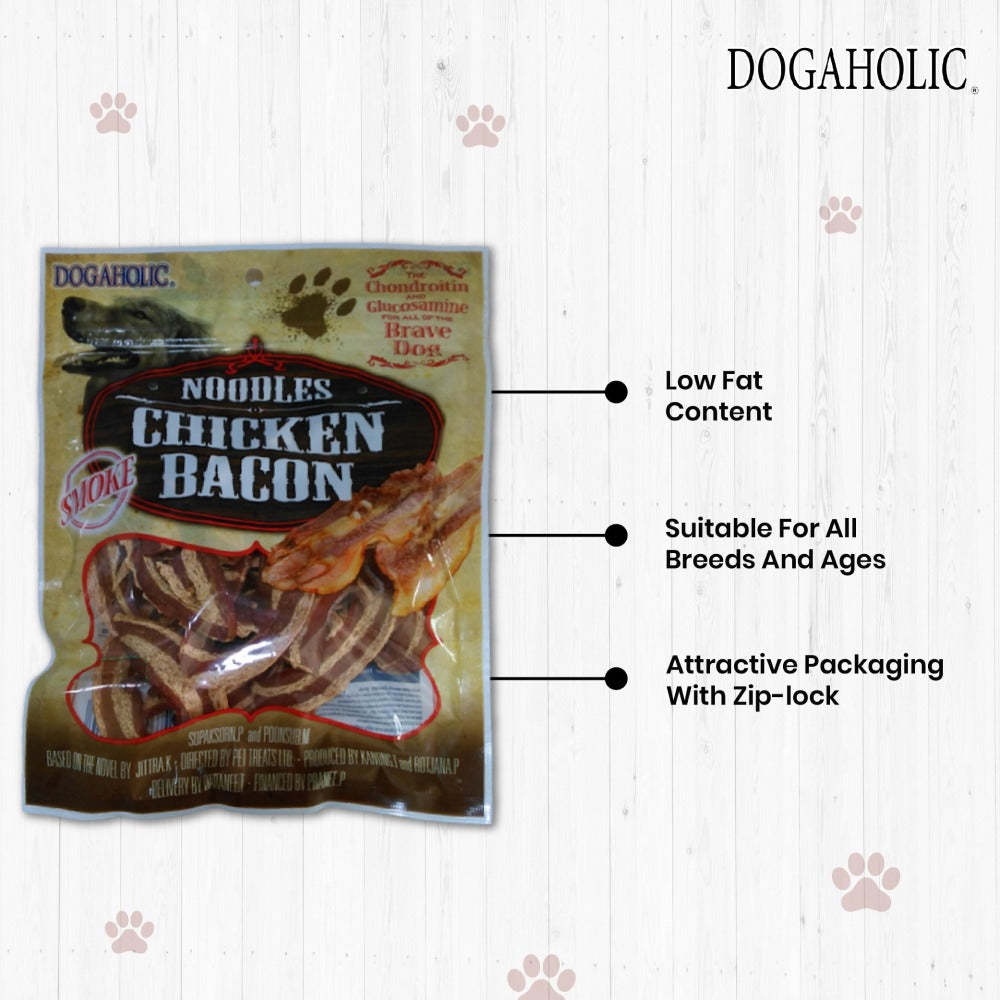 Dogaholic Noodles Smoked Chicken Bacon Strips Dog Treats