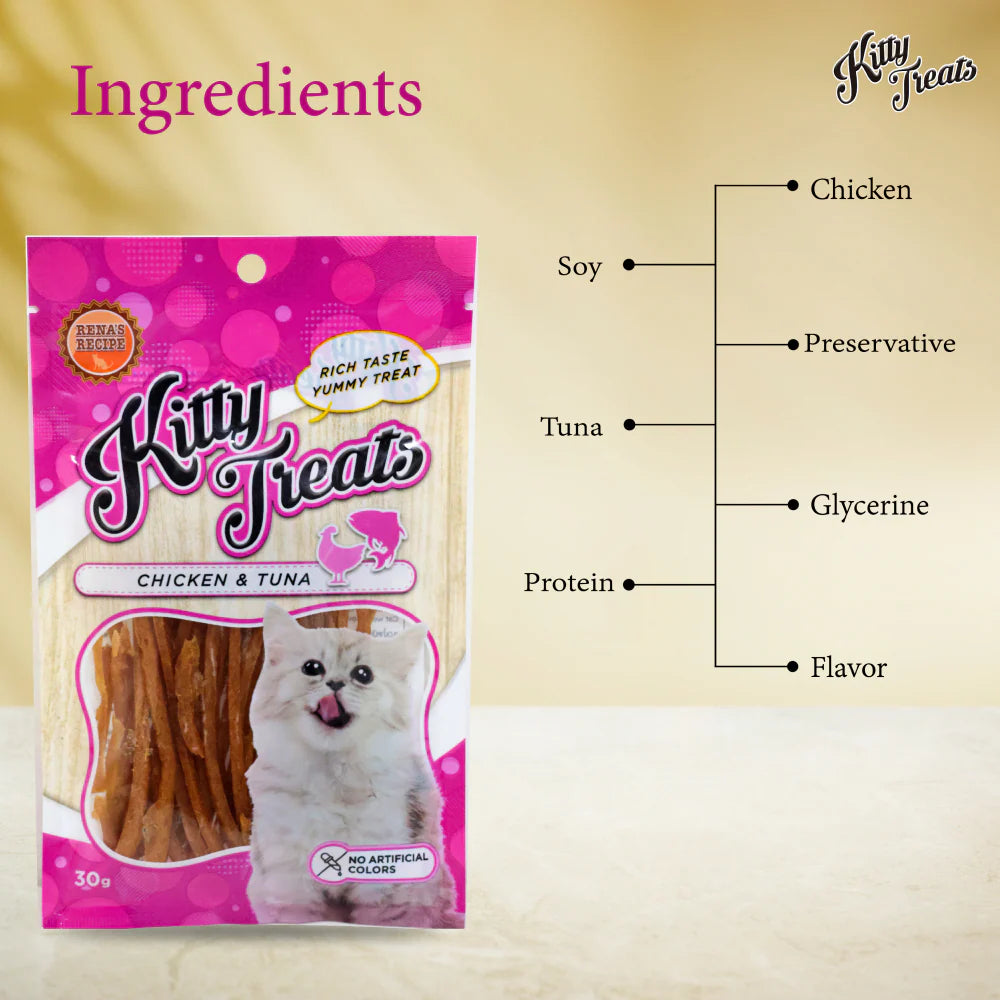 Kitty Treats Soft Chicken & Tuna and Chicken Jerky Sliced Cat Treats Combo