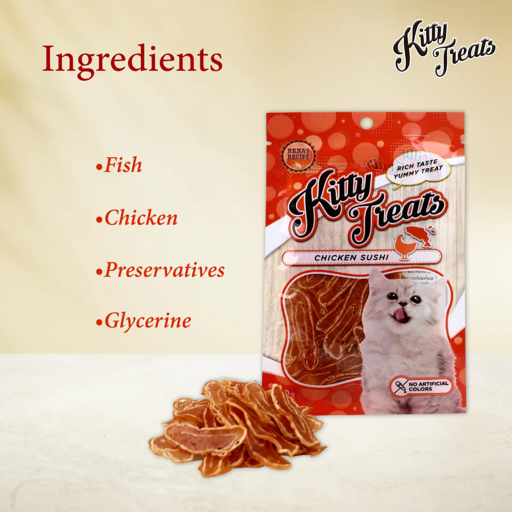 Kitty Treats Soft Chicken & Tuna and Chicken Sushi Cat Treats Combo