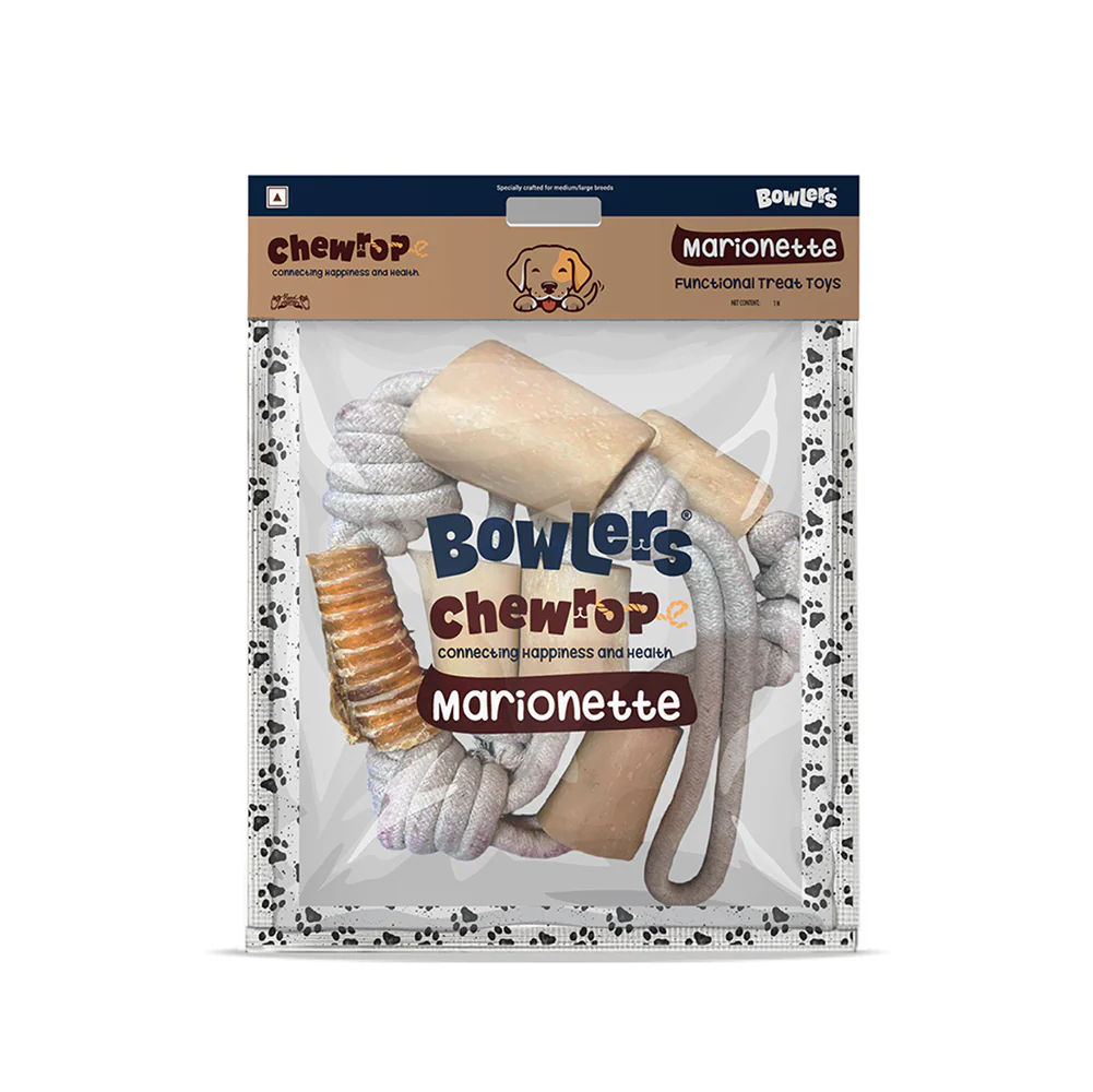 Bowlers Chewrope Marionette Rope Chew Functional Dog Treat Toy