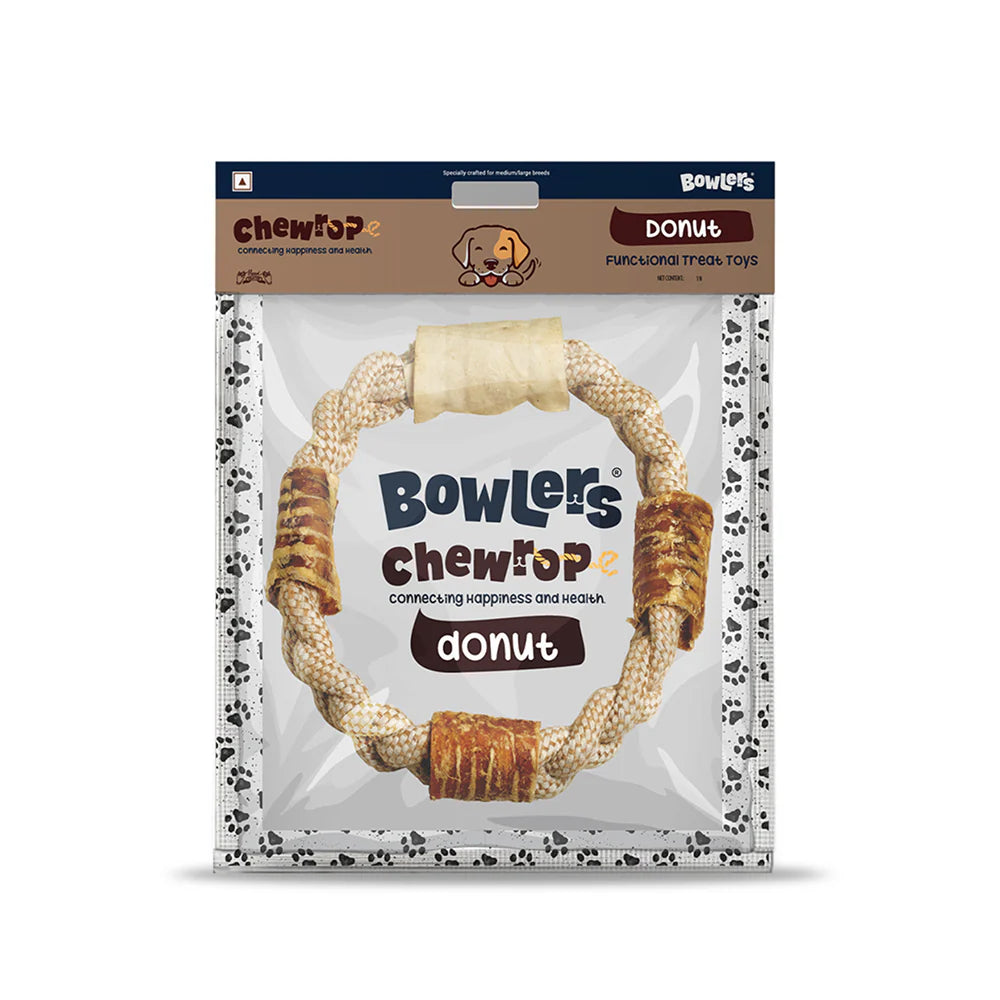 Bowlers Chewrope Donut Functional Dog Treat Toy