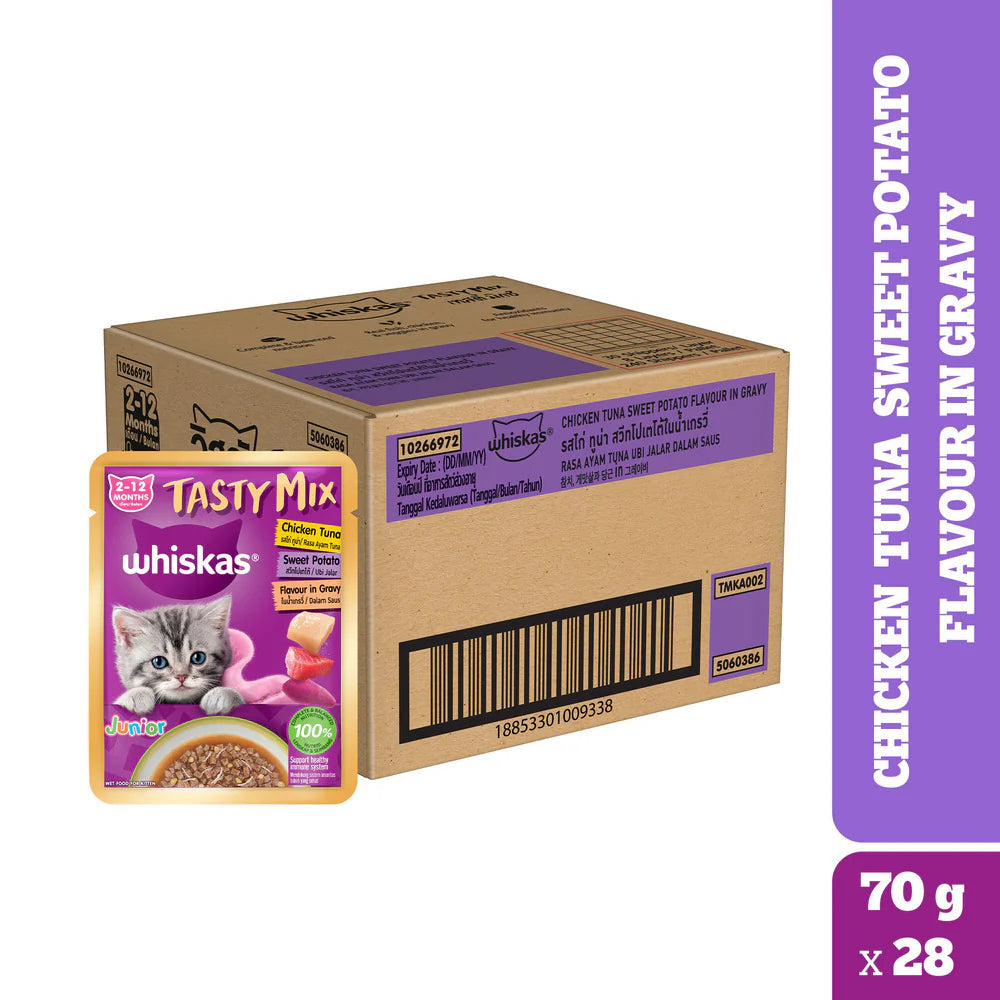 Whiskas Tasty Mix Chicken Tuna with Sweet Potato Kitten Cat Wet Food