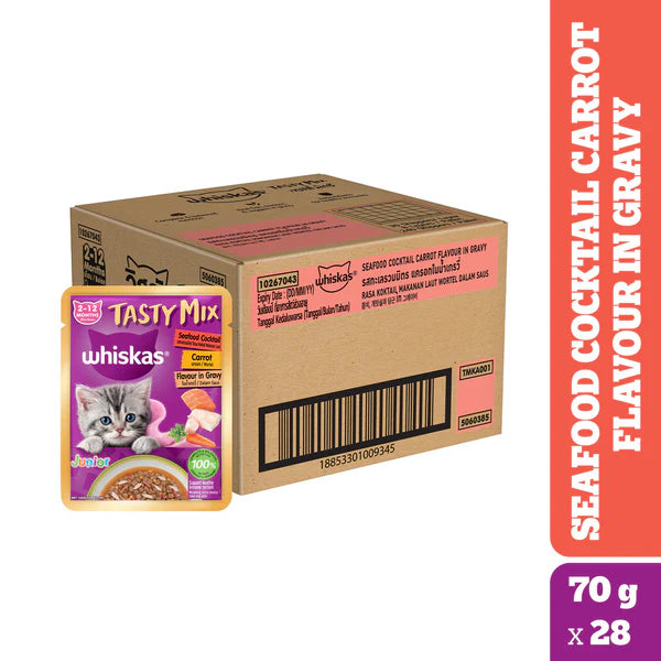 Whiskas Tasty Mix Seafood Cocktail Carrot Gravy Kitten Cat Wet Food