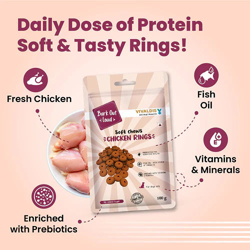 Bark Out Loud Chicken Rings Soft Chews Dog Treats