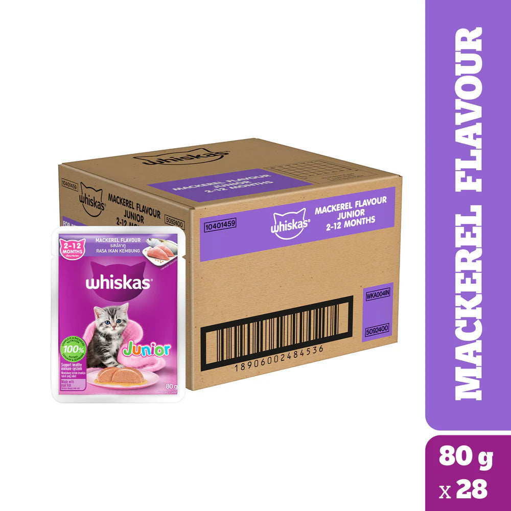 Whiskas Junior Mackerel Flavour Kitten (2-12 months) Cat Wet Food