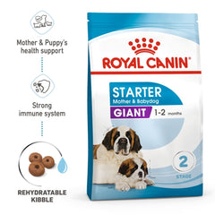 Royal Canin Giant Breed Dog and Puppies Starter Dry Food and Maxi Puppy Dog Wet Food Combo