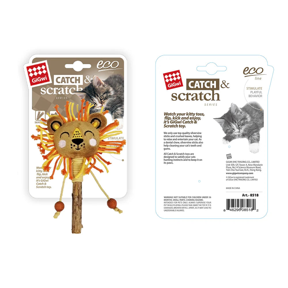 GiGwi Catch and Scratch Eco Line Lion Toy for Cats
