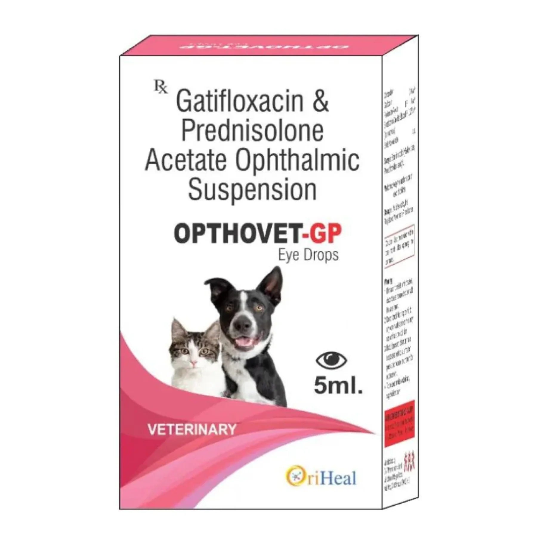 Oriheal Opthovet GP (Gatifloxacin & Prednisolone Acetate) Eye Drops 5ml for Dogs and Cats