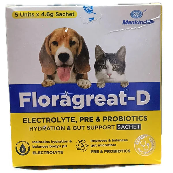 Mankind Floragreat D Probiotic & Electrolyte Supplements for Dogs and Cats
