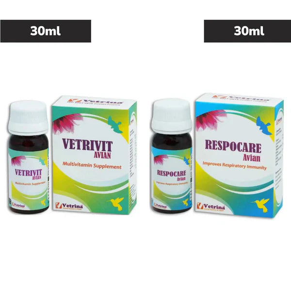 Vetrina Vetrivit Avian Multivitamin 30ml and Respocare Avian Drops 30ml Combo